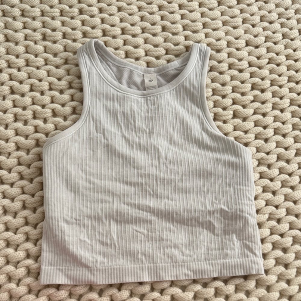 Lululemon Athletica White Ribbed Tank Top